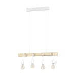 Eglo Lampa Wisząca Townshend Stal Valkoinen Drewno | IP20 - Nadaje Się Do 4x E27 