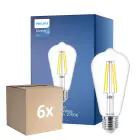 Opakowanie 6x Philips MASTER Value LED Żarówka E27 Edison Włókno Przezroczysty 5.9W 806lm - 927 Bardzo Ciepła Biel | Najlepsze renderowanie kolorów - Zamienne 60W